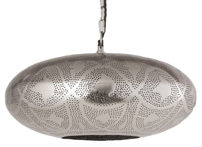 Elegant nickel hanging pendant light, 460x200 mm, perfect for dining tables and entryways, blending style and functionality.