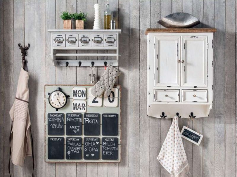 Elegant wooden wall organizer (70cm) with clock, perfect for managing notes and schedules in any room's decor.