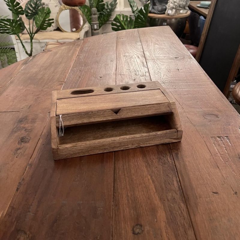 Wooden organizer (25cm) with minimalist design, ideal for storing stationery and enhancing room decor.