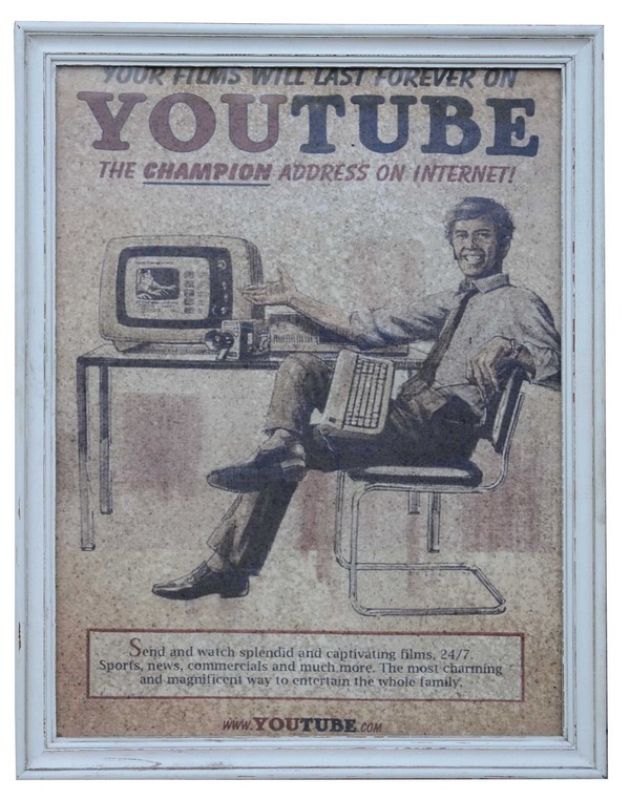 Vibrant YouTube framed art in wood and glass, perfect for home decor and inspiring creativity in any space.