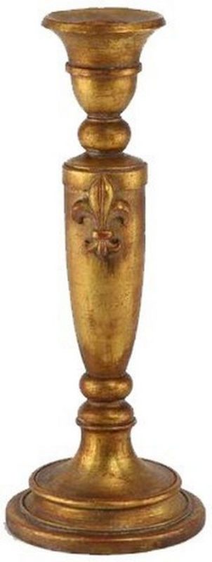 Antiqued Gold candle holder, 27.7 x 11cm, featuring intricate metal detailing for an elegant decor accent.