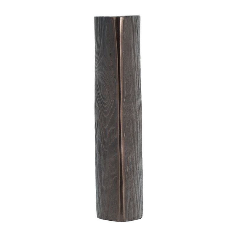 Medium Alu Timber Eye Vase in wenge finish, featuring a tall cylindrical shape for showcasing flowers or as decor.