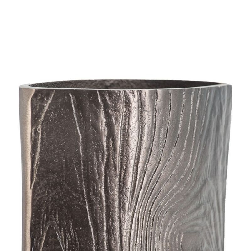 Sleek medium aluminium eye vase with wenge finish, perfect for flowers or as a standalone decor piece.