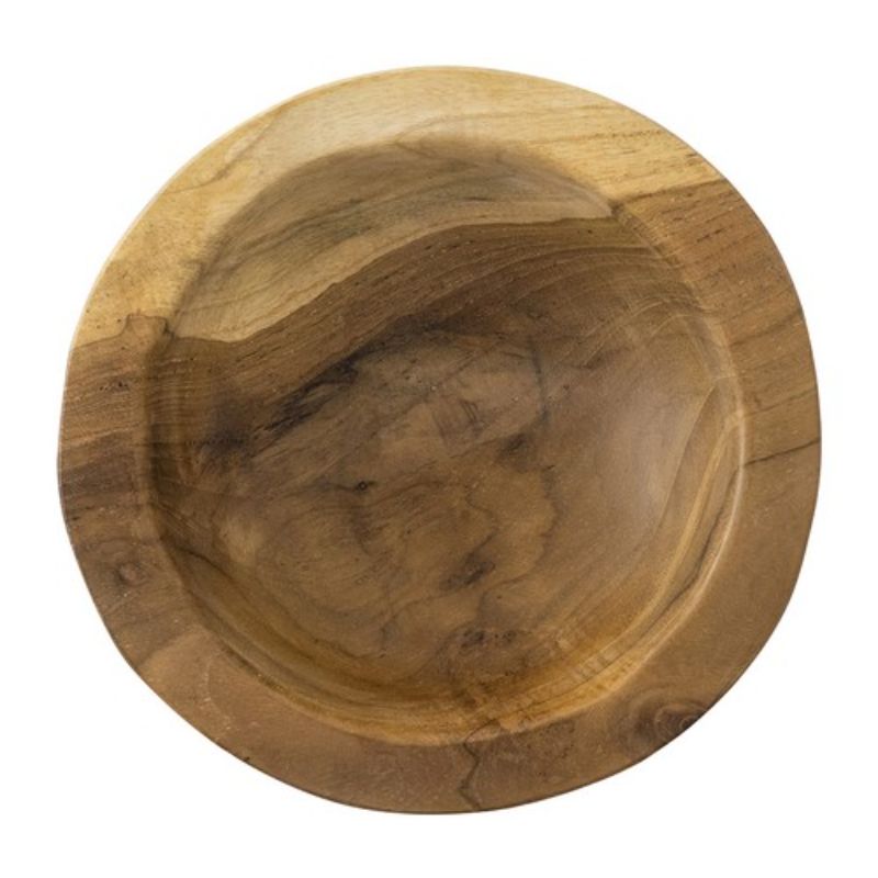 Teak bowl crafted from genuine teak wood, featuring unique grain and elevated legs for stylish decor and versatile use.