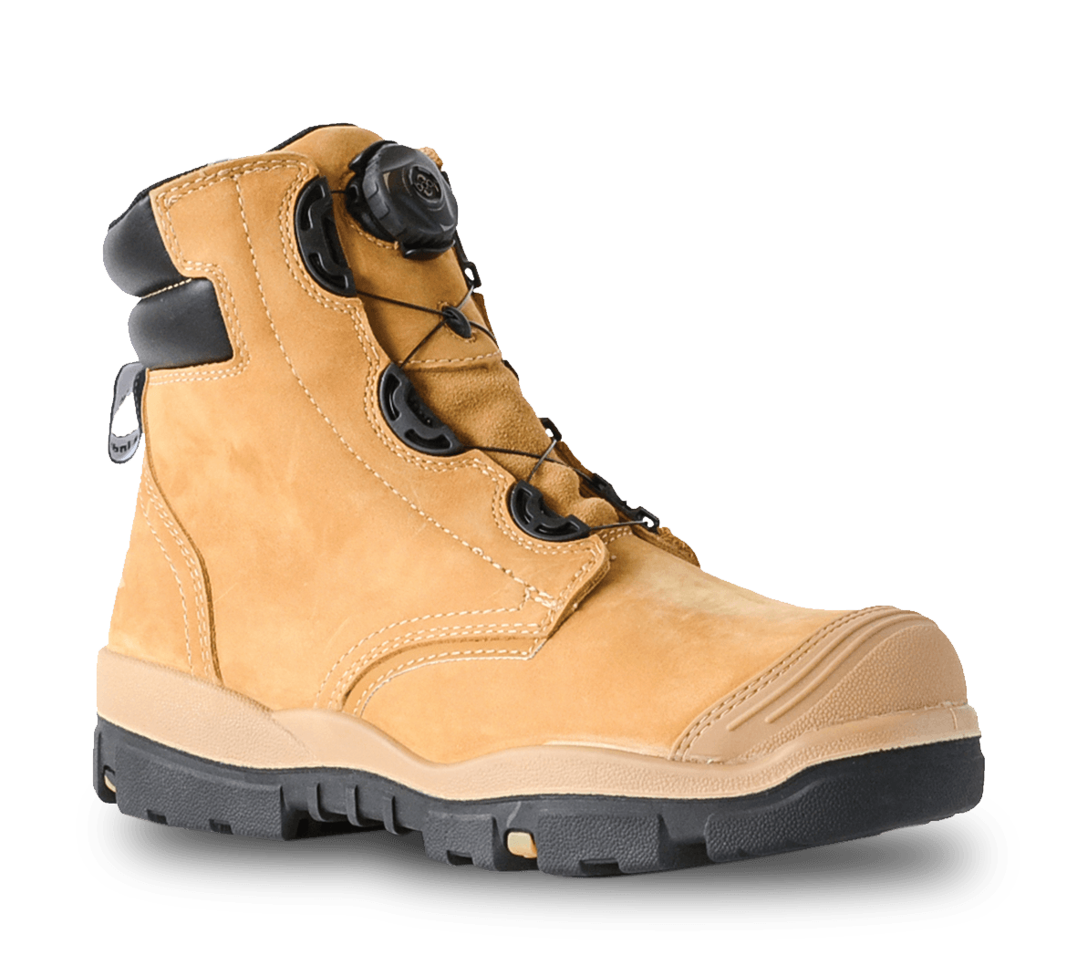 Bata Ranger Wheat Nubuck BOA Lace Safety Boot in Size 7, featuring steel toecap, D30 shock protection, and rugged style.