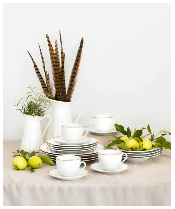 Elegant white and rose gold 20-piece dinner and tea set, perfect for everyday and special occasions.