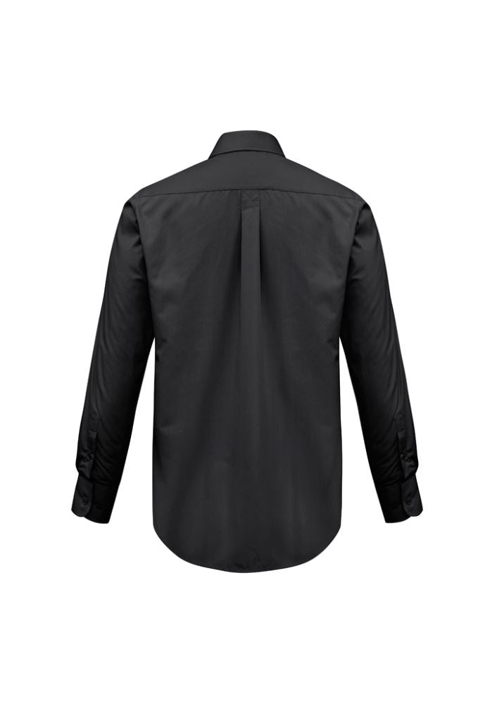 Men's Base Long Sleeve Shirt in Black, Size S, featuring a lightweight fabric and left chest pocket for style and practicality.