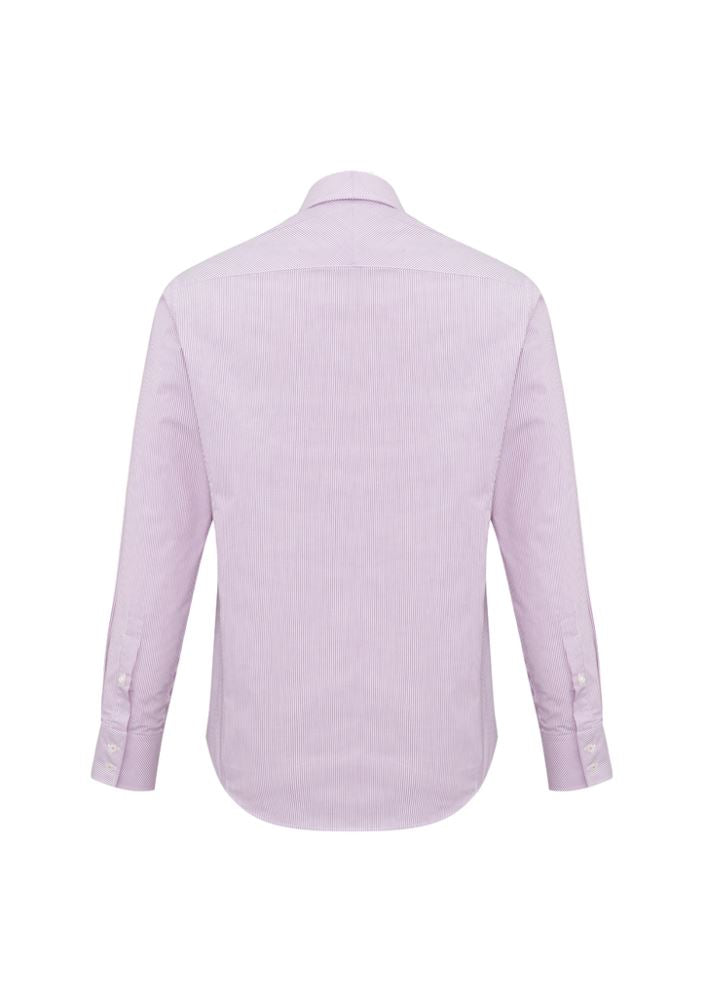 Men's Berlin Long Sleeve Shirt in Grape Stripe, 6XL, featuring breathable stretch fabric and a sleek tapered fit.