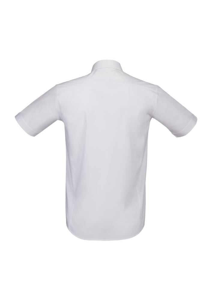 Men's Berlin Short Sleeve Shirt in white, 3XL, features premium fabric, yarn-dyed stripes, and a tapered fit for comfort and style.