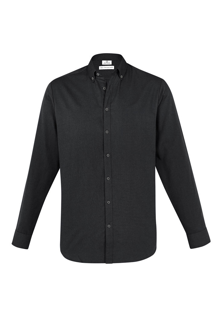 Mens black Memphis shirt in 2XL, featuring a button-down collar, adjustable cuffs, and a practical pocket for versatile styling.