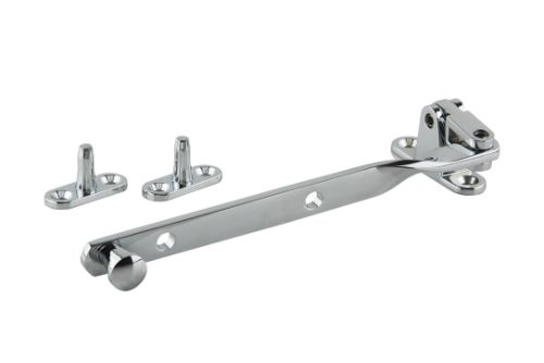 Chrome-plated Short Fanlight Stay 200mm for top hung windows, compact design for minimal room intrusion.