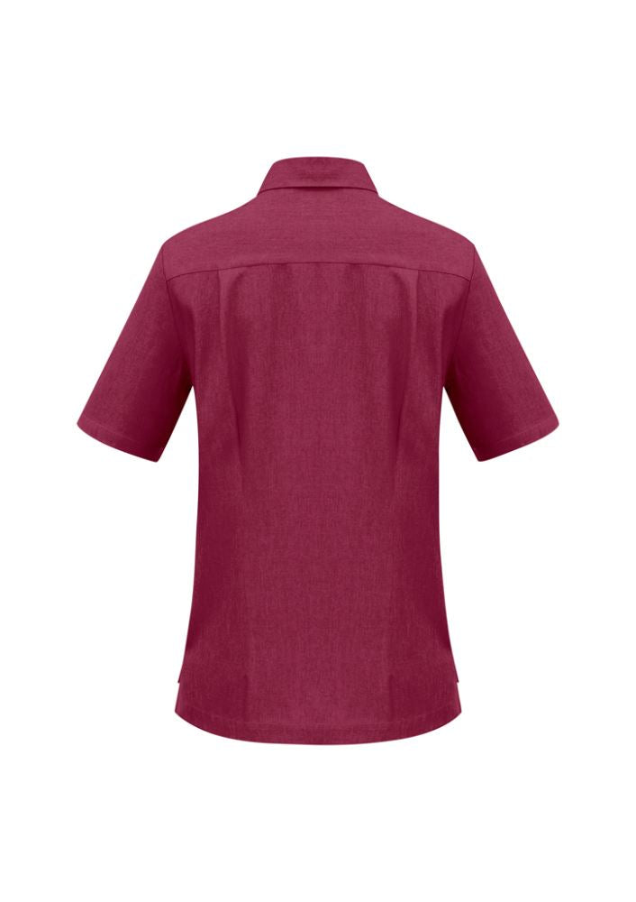 Ladies Cherry Overblouse, size 12, featuring breathable fabric, action back pleats, and stylish side splits for comfort and fashion.