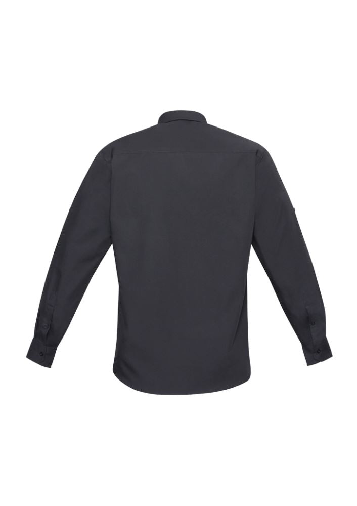 Men's Charcoal Bondi Long Sleeve Shirt in Size XL with twin chest pockets, roll-up sleeves, and excellent UV protection.
