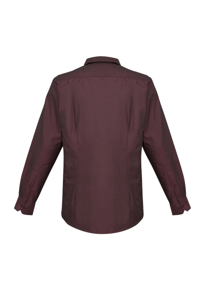 Mens Hemingway Long Sleeve Shirt in Port Wine, 4XL, featuring a modern collar, UPF protection, and versatile styling options.