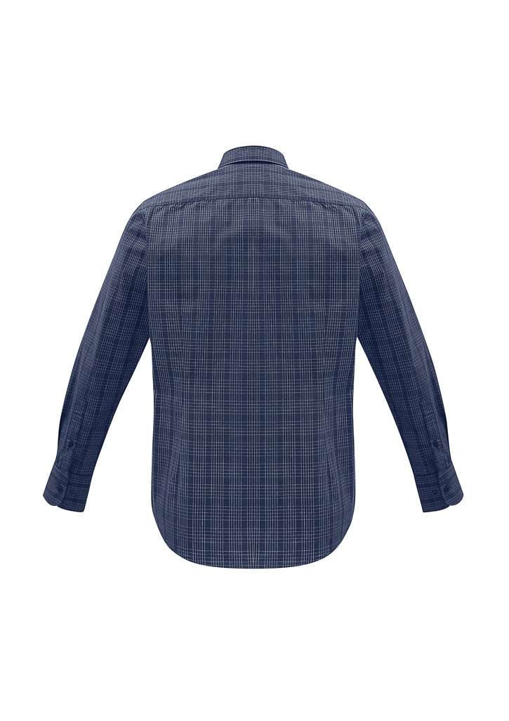Men's Harper Long Sleeve Shirt in Ink/Silver, size 4XL, featuring a check pattern, button-down collar, and UPF protection.