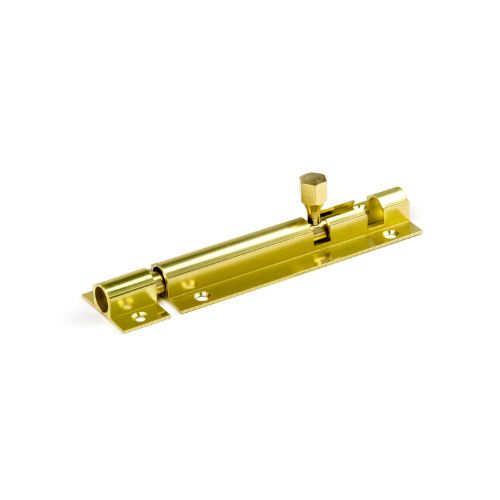 50mm brass plated socket bolt with polished finish, 25mm wide for furniture assembly and home improvement projects.