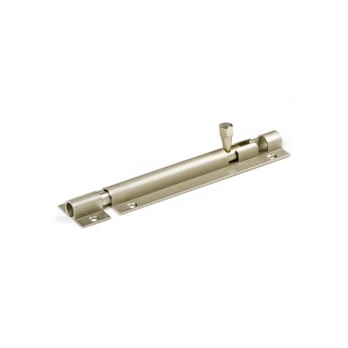 Heavy-duty brass plated socket bolt, 125mm long, 32mm wide, with a sleek satin nickel finish for stylish durability.