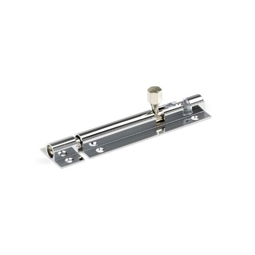 75mm heavy-duty brass socket bolt with chrome finish, 32mm wide, ideal for securing furniture and equipment.