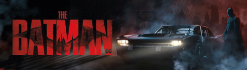 Scalextric Batmobile model from 'The Batman' 2022, featuring sleek design and authentic black livery for high-speed racing.