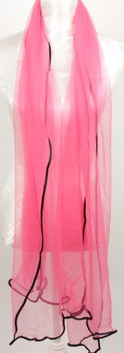Chic cerise chiffon net scarf with satin edge, lightweight and versatile, perfect for any occasion. 190x75cm, 40g.