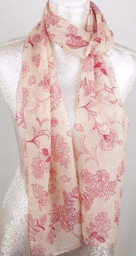 Elegant Botanical Design Scarf in vibrant colors, made of 100% polyester, measuring 180 x 45 cm for versatile styling.