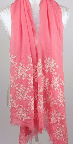 Vibrant watermelon embroidered fabric, 70cm x 185cm, ideal for stylish summer outfits and versatile DIY projects.