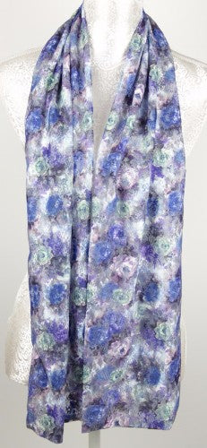 Elegant blue Lace Roses Scarf made of 100% polyester, featuring a delicate lace design, perfect for versatile styling.