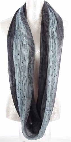 Elegant green pleat infinity scarf made from 100% polyester, measuring 90cm x 180cm, perfect for any season.