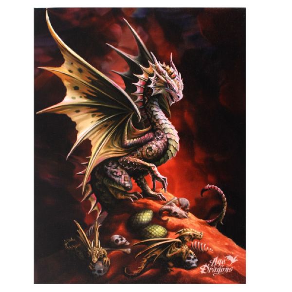 Small Desert Dragon Canvas by Anne Stokes, featuring a vibrant dragon design perfect for fantasy art lovers.