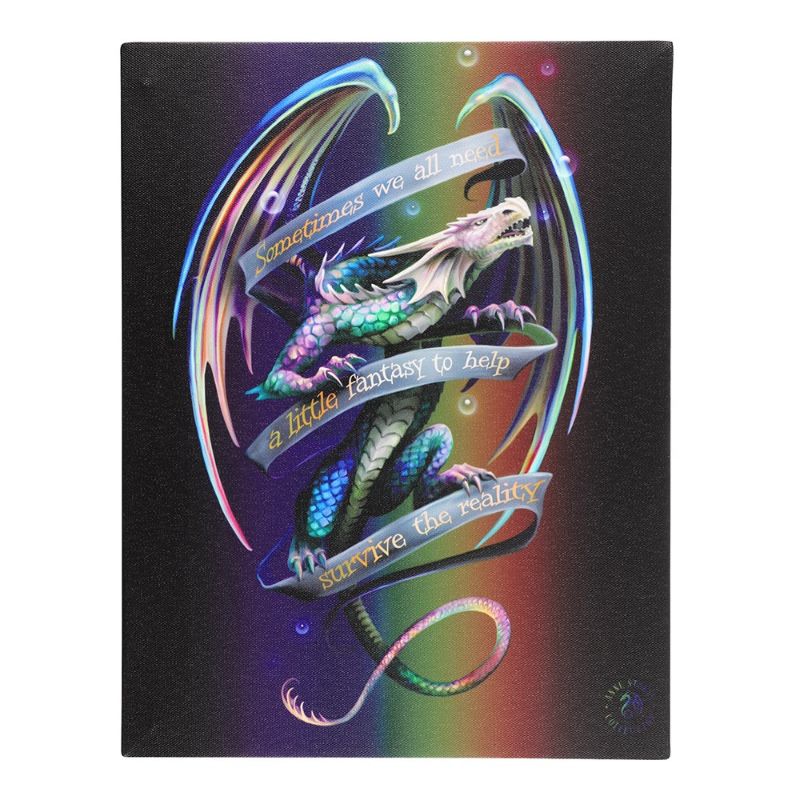 Small canvas featuring Anne Stokes' Sometimes dragon, perfect for fantasy decor enthusiasts and unique art lovers.