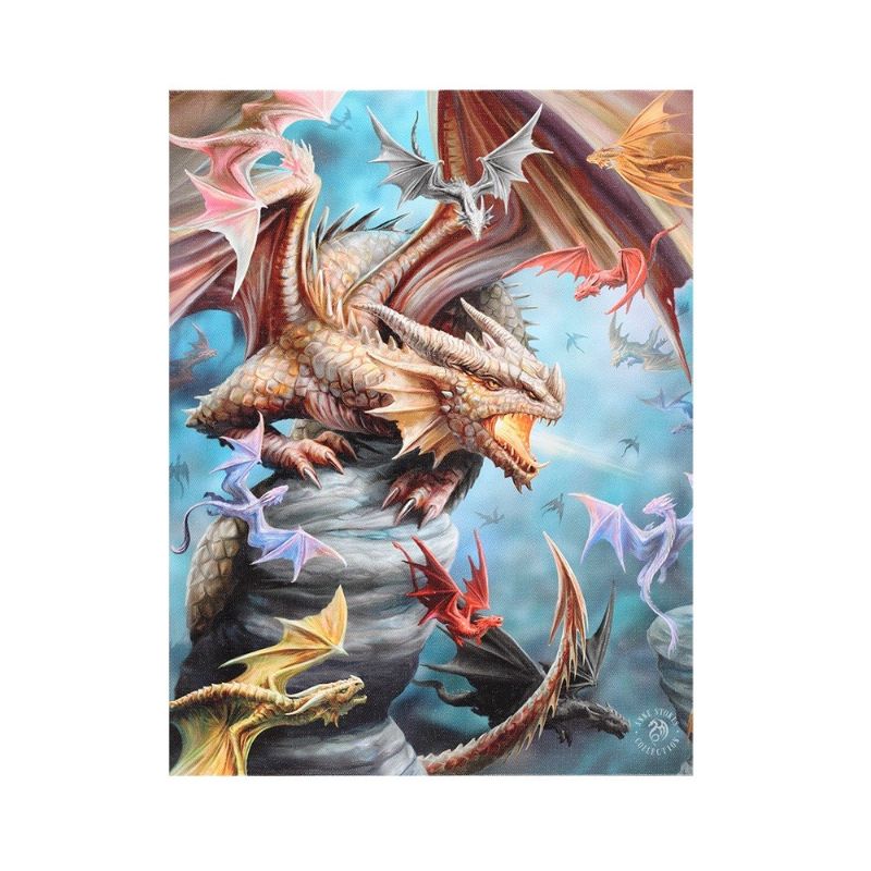Enchanting canvas print featuring a powerful dragon by Anne Stokes, perfect for enhancing home decor.