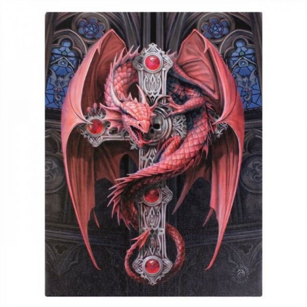 Small Gothic Guardian canvas art by Anne Stokes, featuring a mystical guardian in rich colors, perfect for any room.