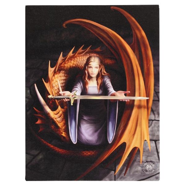 Small The Truth Canvas Plaque features a dragon and maiden illustration by Anne Stokes, perfect for enchanting wall decor.