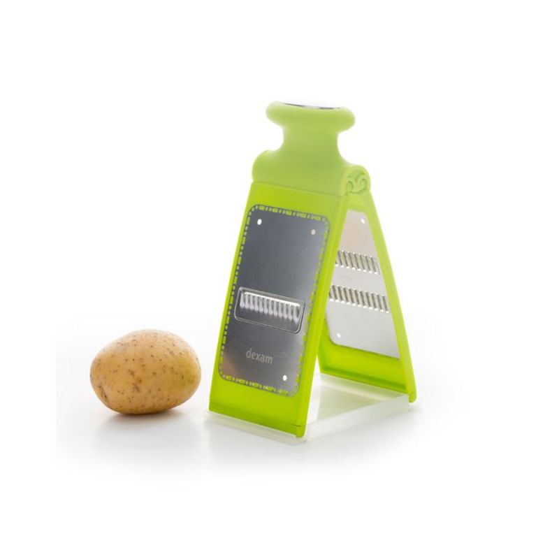 Dexam Potato Grate - Mate: versatile dual-sided grater for strips, crinkle slices, and waffle chips; compact and easy to store.