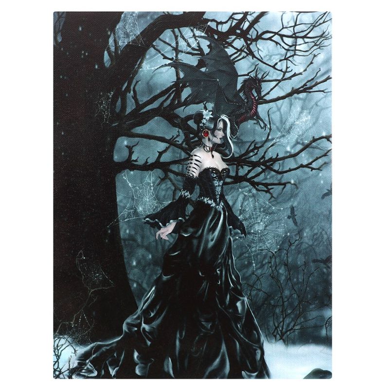 Small canvas print featuring 'Queen Of The Shadows' artwork by Nene Thomas, ideal for enhancing home decor with fantasy elements.