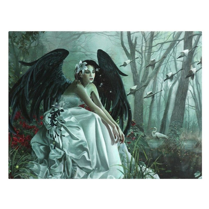 Small Swan Song Canvas by Nene Thomas featuring a fairy in a dreamlike setting, perfect for whimsical home decor.