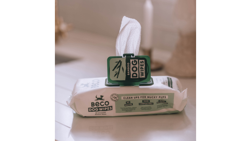 Beco Wipes - Unscented (80pk): Eco-friendly, hypoallergenic dog grooming wipes with aloe vera and shea butter for gentle cleaning.