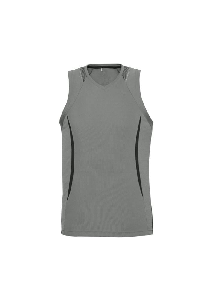 Men's Razor Singlet in Ash/Black, 2XL, featuring moisture-wicking fabric, breathable mesh, and stylish design for activewear.