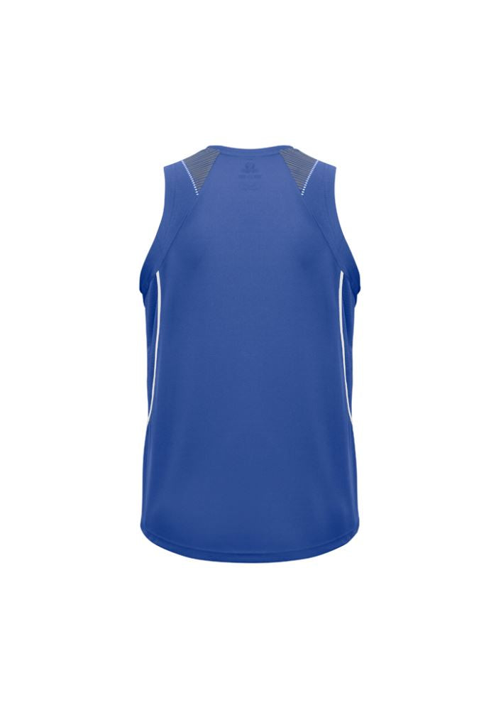 Men's Razor Singlet in Royal and White, XL, featuring breathable fabric, UPF protection, and stylish grid mesh design.