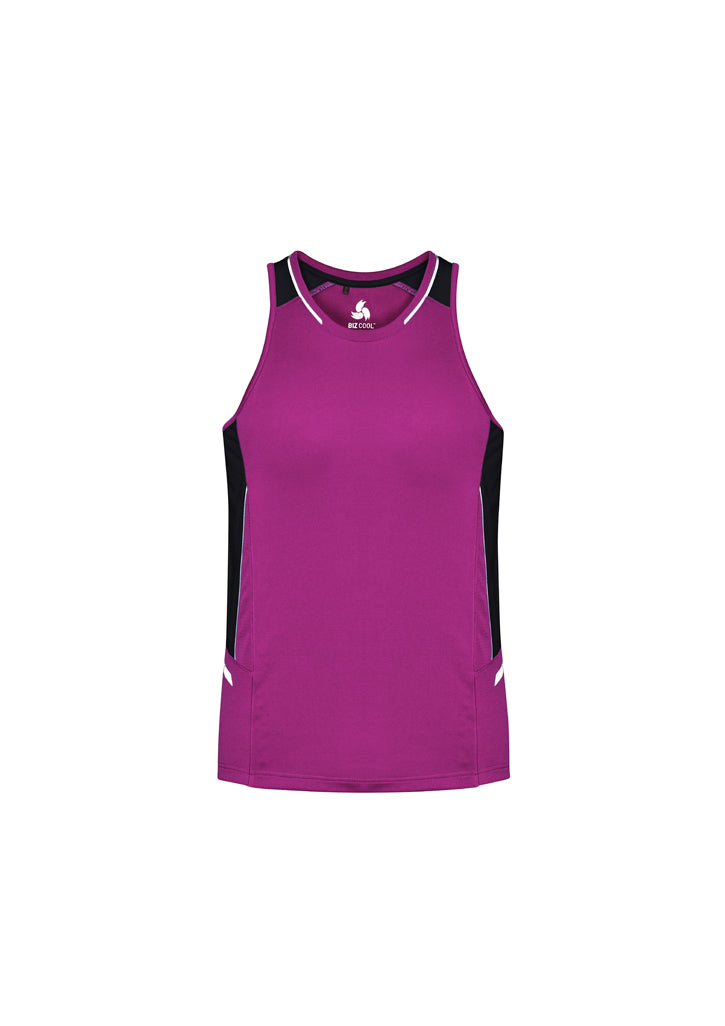 Men's Renegade Singlet in Magenta, Black, and Silver with mesh panels for breathability and reflective trims for visibility.