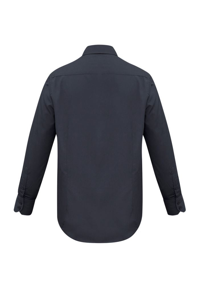 Charcoal long sleeve shirt for men in size 4XL, featuring a modern fit, standard collar, and left chest pocket.