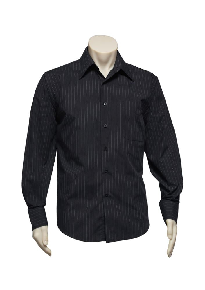 Mens Manhattan Long Sleeve Shirt in Black/White, Size 3XL, featuring UPF protection and modern design elements for style and comfort.