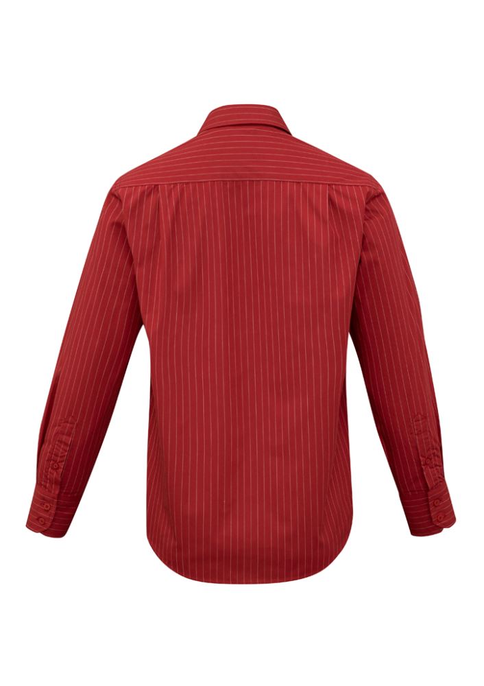 Mens Manhattan Long Sleeve Shirt in Cherry and White, 2XL, with stylish design, UPF protection, and functional chest pocket.