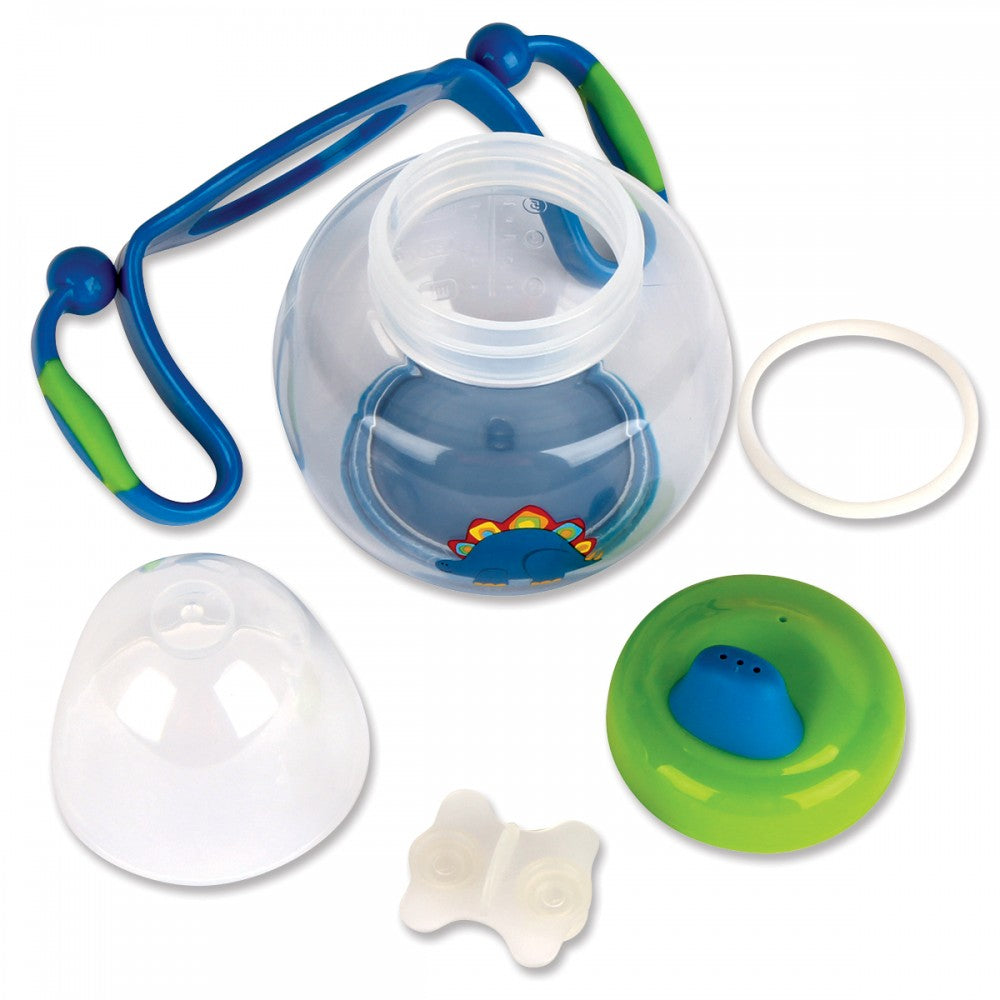Adorable monkey-themed sippy cup with weighted base, non-spill design, removable handle, and dishwasher safe. Perfect for toddlers.