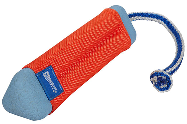 Chuckit Amphibious Bumper dog toy for water play, floats on water, easy on mouths, vibrant, and perfect for fetch games.