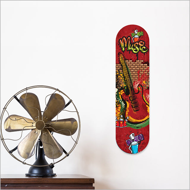 Vibrant 500mm ACM wall art featuring skateboard music design, perfect for indoor/outdoor decor and easy to hang.