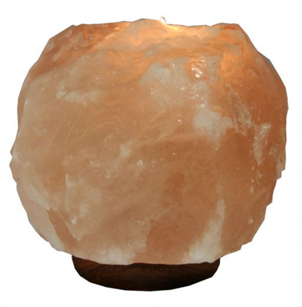 Salt tea light holder featuring a natural salt crystal design with a sturdy wooden base, perfect for creating a cozy ambiance.