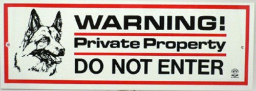 Premium 'Warning Private Property' plastic sign, 270mm x 95mm, weather-resistant, ideal for securing private spaces.