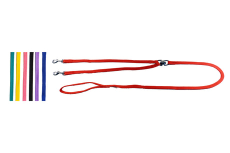 Twin Dog 10mm black webbing lead, 100cm long, durable nylon with robust clips for secure control during walks.