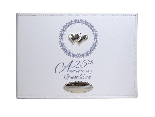 Elegant black fabric Guest Book with silver embroidery, featuring 50 pages for heartfelt messages and beautifully gift boxed.
